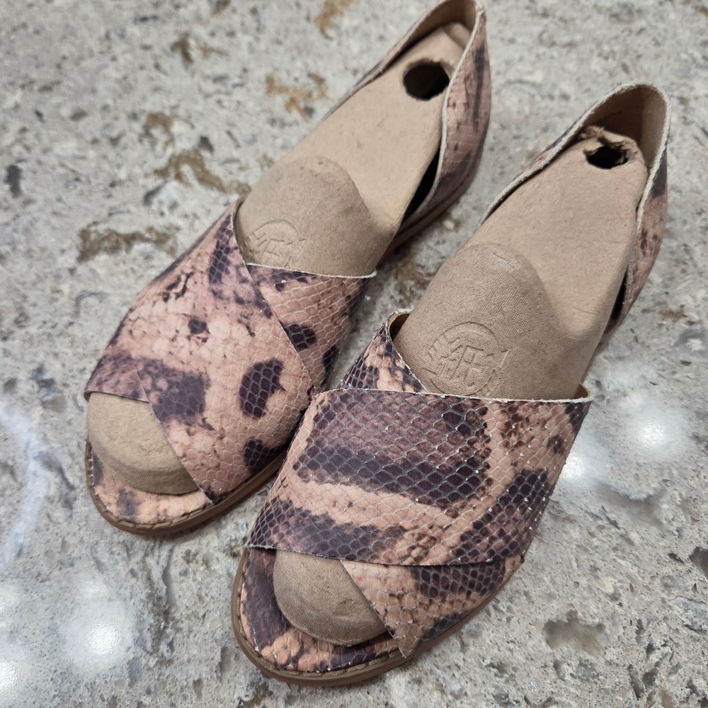 Easy Spirit Pasana‎ Snakeskin Print Open Toe Flats Slides Women's 5.5M